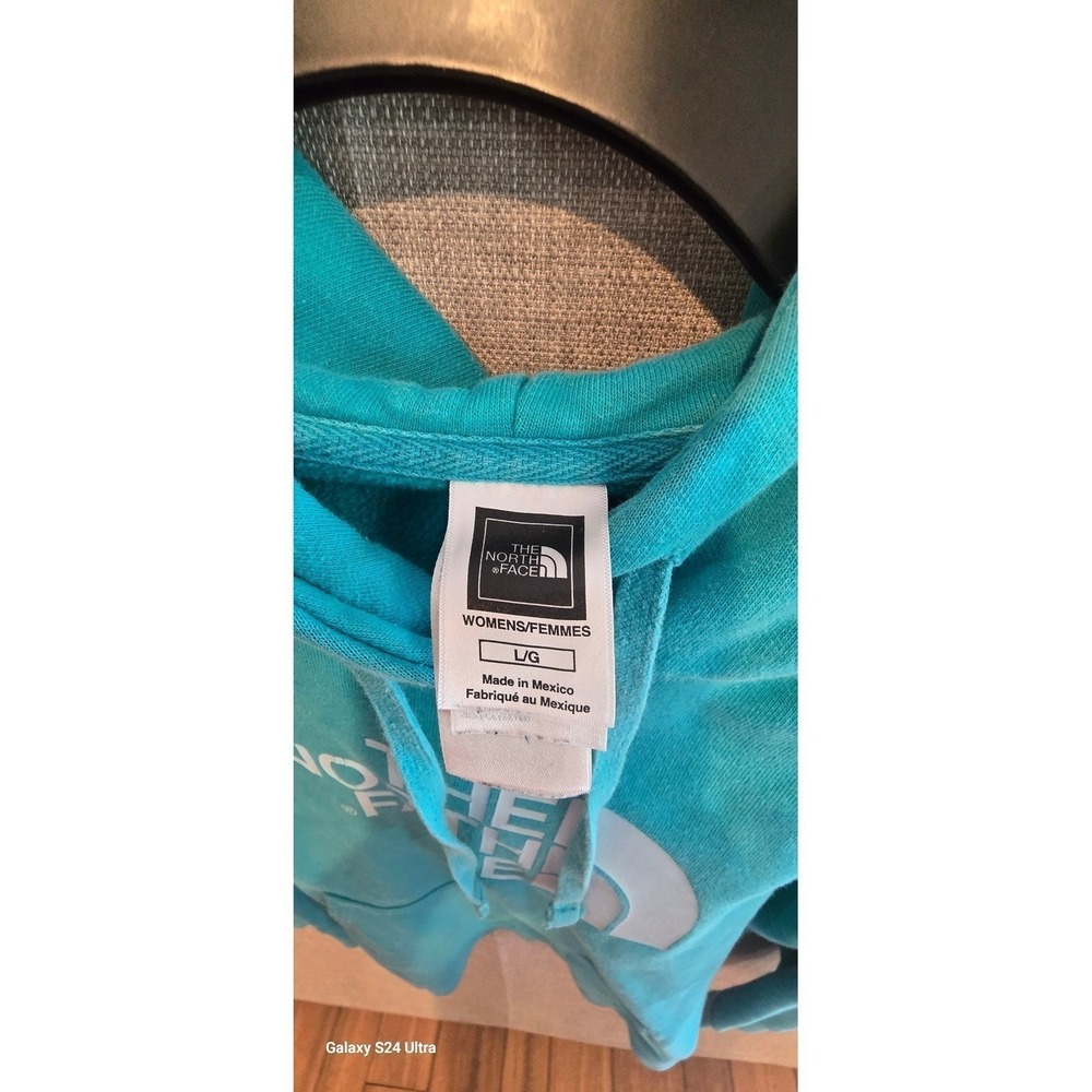The North Face Womens Teal Blue Logo Pullover Hoodie Sweatshirt Size Large - Picture 5 of 8